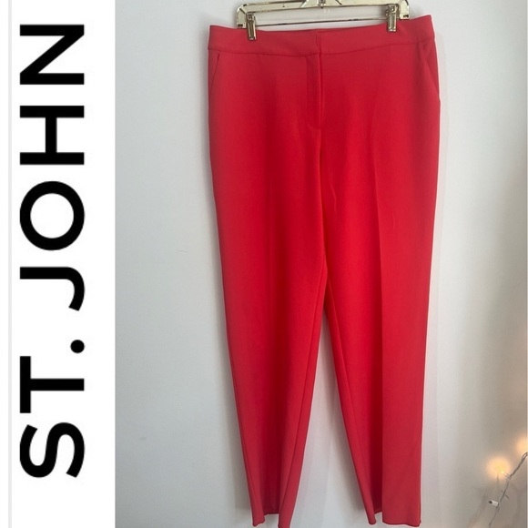 NWT St. John Diana Crepe Straight Leg Trousers Office Work Wear Career Wear - Picture 1 of 8